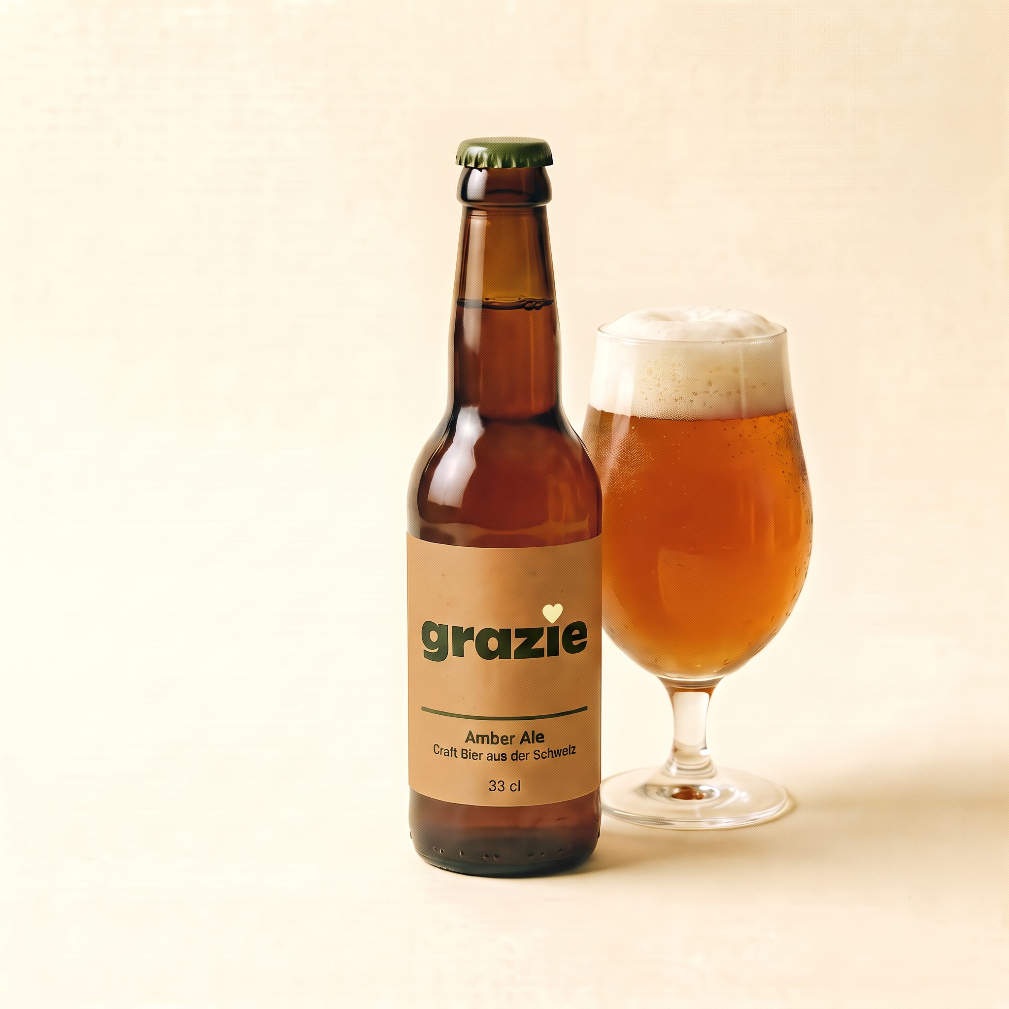 grazie Amber Ale mit Bierglas